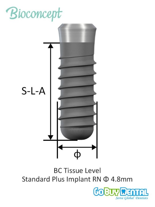 Bioconcept BC T-L Standard Plus Implant RN Φ4.8mm Compatible Straumann Bioconcept BC T-L Standard Plus Implant RN Φ4.8mm Compatible Straumann