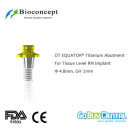 OT EQUATOR® Titanium Abutment for Tissue Level RN Implant, φ4.8mm, GH 1mm