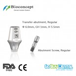 Bioconcept Hexagon RC transfer abutment φ6.0mm, gingival height 1mm, height 5.5mm