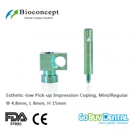 Bioconcept Mini/Regular Esthetic-low Pick-up Impression Coping φ4.8mm, Length 15mm for Open Tray