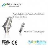 Bioconcept Hex RC angled abutment φ6.0mm, gingival height 2mm, Angled 17°, type A