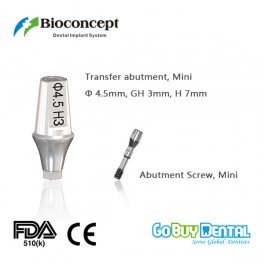 Bioconcept Hexagon mini transfer abutment φ4.5mm, gingival height 3mm, height 7mm