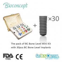Bioconcept BC System 30pcs Bone Level Implants + Mini Surgical Kit Pack(156200V30)