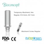 Bioconcept Hex regualr temporary abutment φ4.5mm, gingival height 1mm, height 10mm
