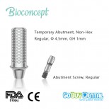 Bioconcept Non-Hex regular temporary abutment φ4.5mm, gingival height 1mm, height 10mm