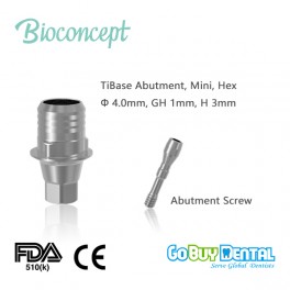 Bioconcept TiBase Abutment,Mini,Hex,φ4.0mm,GH1mm,H3mm(813010)