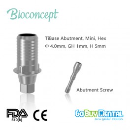 Bioconcept TiBase Abutment, Mini, Hex, φ4.0mm, GH1mm, H5mm(813030)