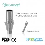 Bioconcept TiBase Abutment, Mini, Hex, φ4.0mm, GH2mm, H5mm(813040)