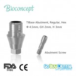Bioconcept TiBase Abutment, Regular, Hex, φ4.5mm, GH2mm, H3mm(813060)