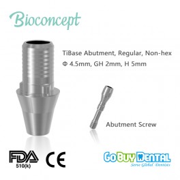 Bioconcept TiBase Abutment, Regular, Non-Hex, φ4.5mm, GH2mm, H5mm(813080N)