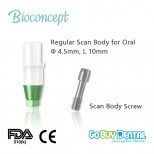 Bioconcept Scan Body for intra oral scan, Regular, Φ4.5mm, L 10mm, for Osstem&Hiossen compatible Tapered Bone Level