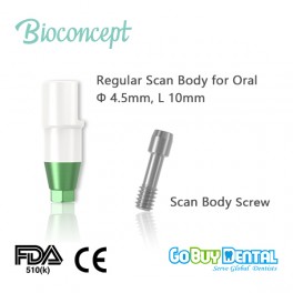 Bioconcept Scan Body for intra oral scan, Regular, Φ4.5mm, L 10mm, for Osstem&Hiossen compatible Tapered Bone Level