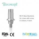 Bioconcept digital Ti-Base for Straumann Tissue Level RN with screw, for crown, D5.05mm, H6mm