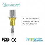 Bioconcept digital Ti-Base for Straumann Bone Level NC with screw, for crown, D3.8mm, H3.5mm