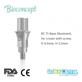 Bioconcept digital Ti-Base for Straumann Bone Level RC with screw, for crown, D4.5mm, H3.5mm