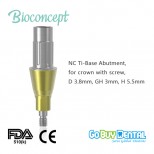 Bone Level NC TiBase Abutment, for crown, D 3.8mm,GH 3mm, H 5.5mm