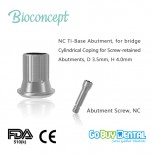 NC TiBase Abutment, for bridge Cylindrical Coping for Screw-retained Abutments, D 3.5mm, H 4.0mm