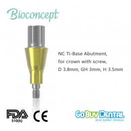 Bioconcept digital Ti-Base for Straumann Bone Level NC with screw, for crown, D3.8mm, GH3mm, H3.5mm