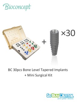 Bioconcept BC 30pcs Bone Level Tapered Implants+ Mini BLT Kit, Compatible Straumann